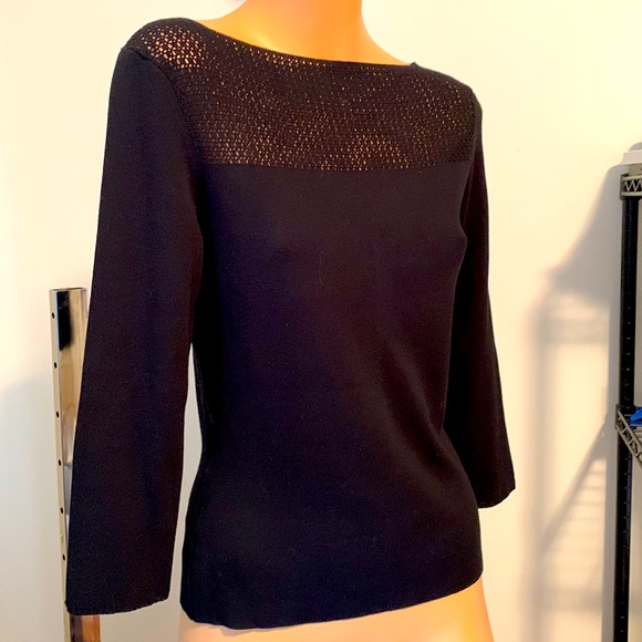 ANN TAYLOR BLACK SWEATER TOP KNIT S - Picture 1 of 4